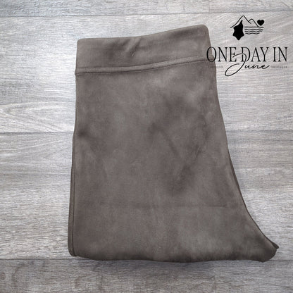 Calvin Klein Faux Suede Pull On Pants Taupe Brown Pintuck Size L