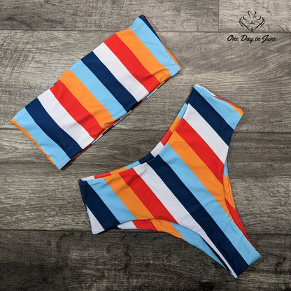 SweatyRocks Bandeau High Waist Bikini Swimsuit Size S