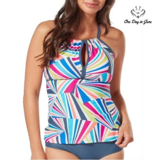 Free Country Prism Stripe Versatile Tankini Top Size S