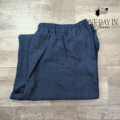 Max Studio London Wide Leg Drawstring Pants Navy Blue NWT Size 3X