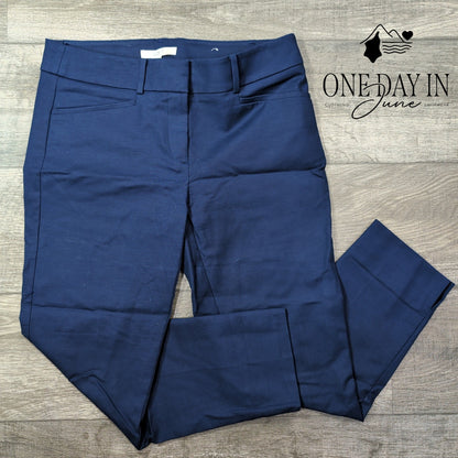 Loft Marisa Riviera Crop Pants Navy Blue Slim Straight NWT Size 6