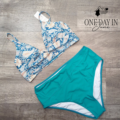 Cupshe Twist Front high Waist Bikini Swimsuit Size L