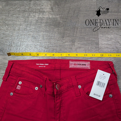 AG Adriano Goldschmied The Prima Crop Cigarette Jeans Red NWT Size 4 (27)