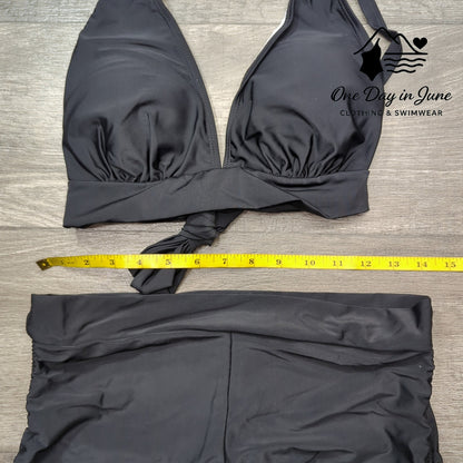 American Trends Tie Back Ruched Boy Short Bikini Swimsuit Size L