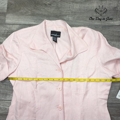 Positive Attitude Linen Blend Button Front Shirt Midi Dress Pink NWT Size 14