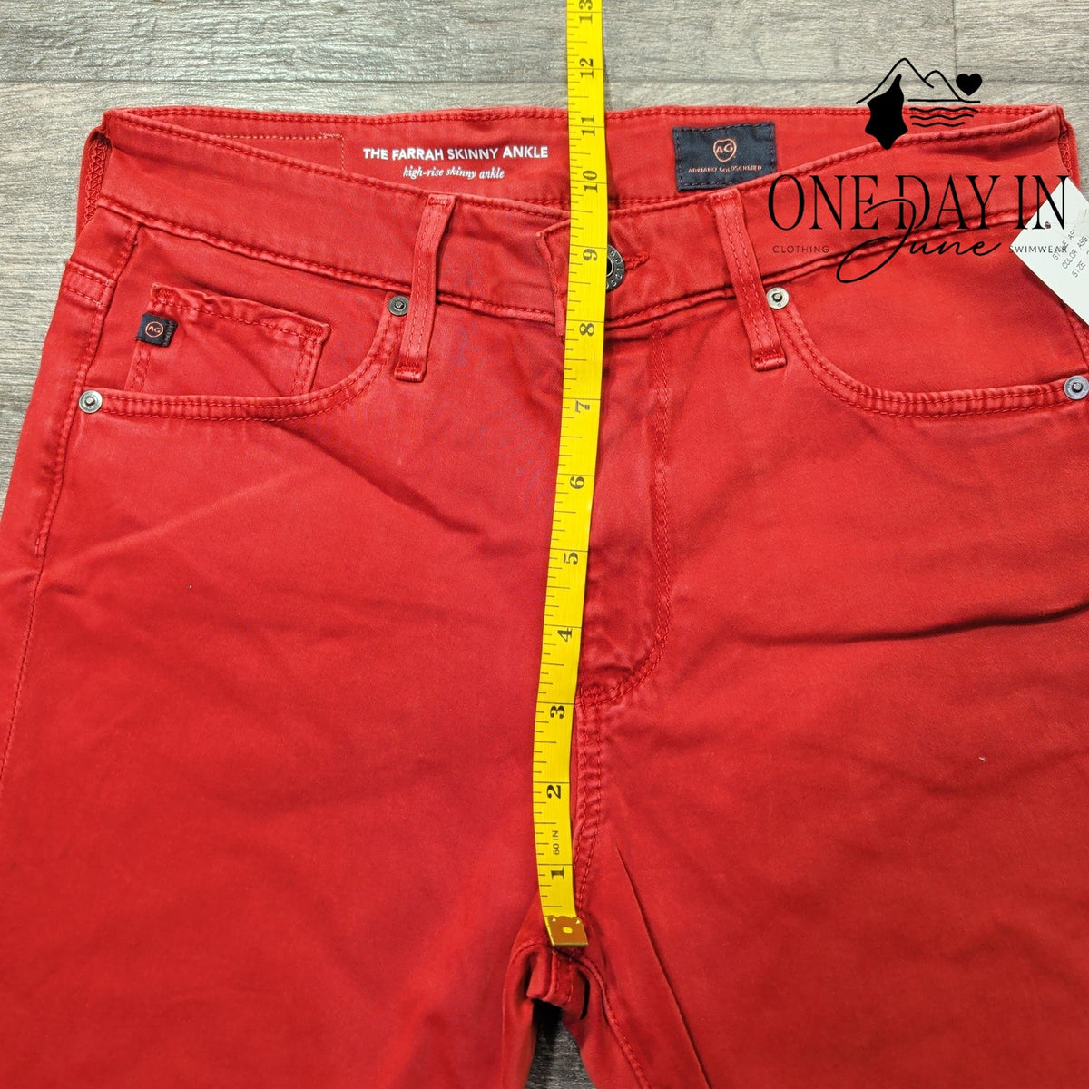 AG Adriano Goldschmied Farrah Skinny Ankle High Rise Jeans Red NWT Size 4 (27)