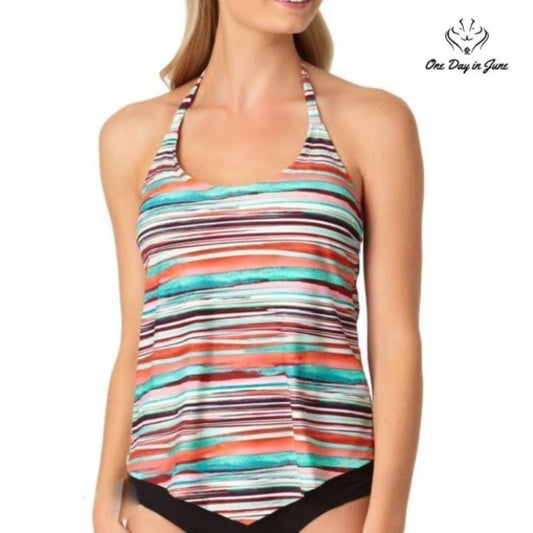 a.n.a Striped Tankini Top Size L