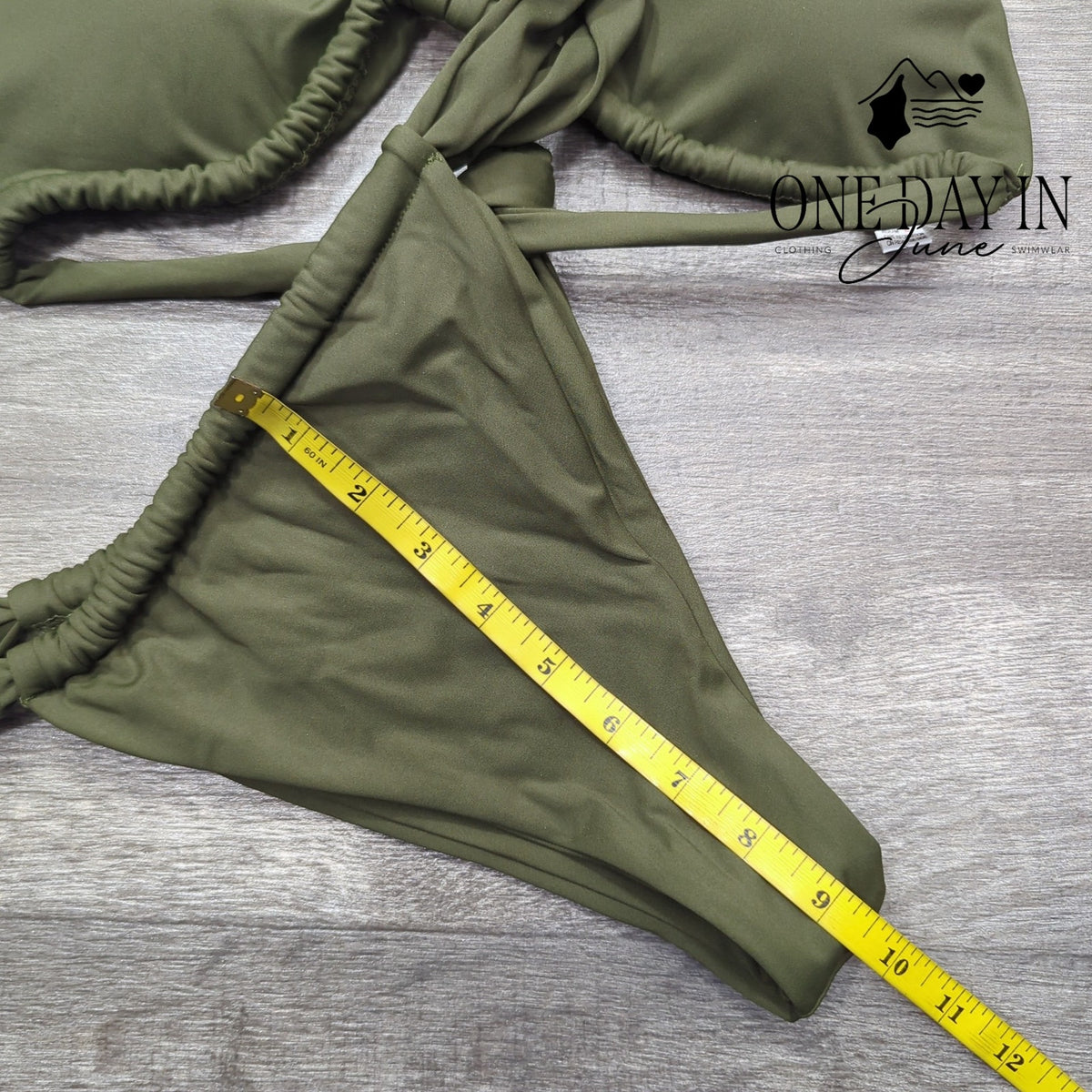 CharmLeaks Adjustable Triangle Tie Back Bikini Swimsuit Olive Green NWT Size L
