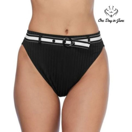 Ambrielle Ribbed High Waist Bikini Bottom Size XXL
