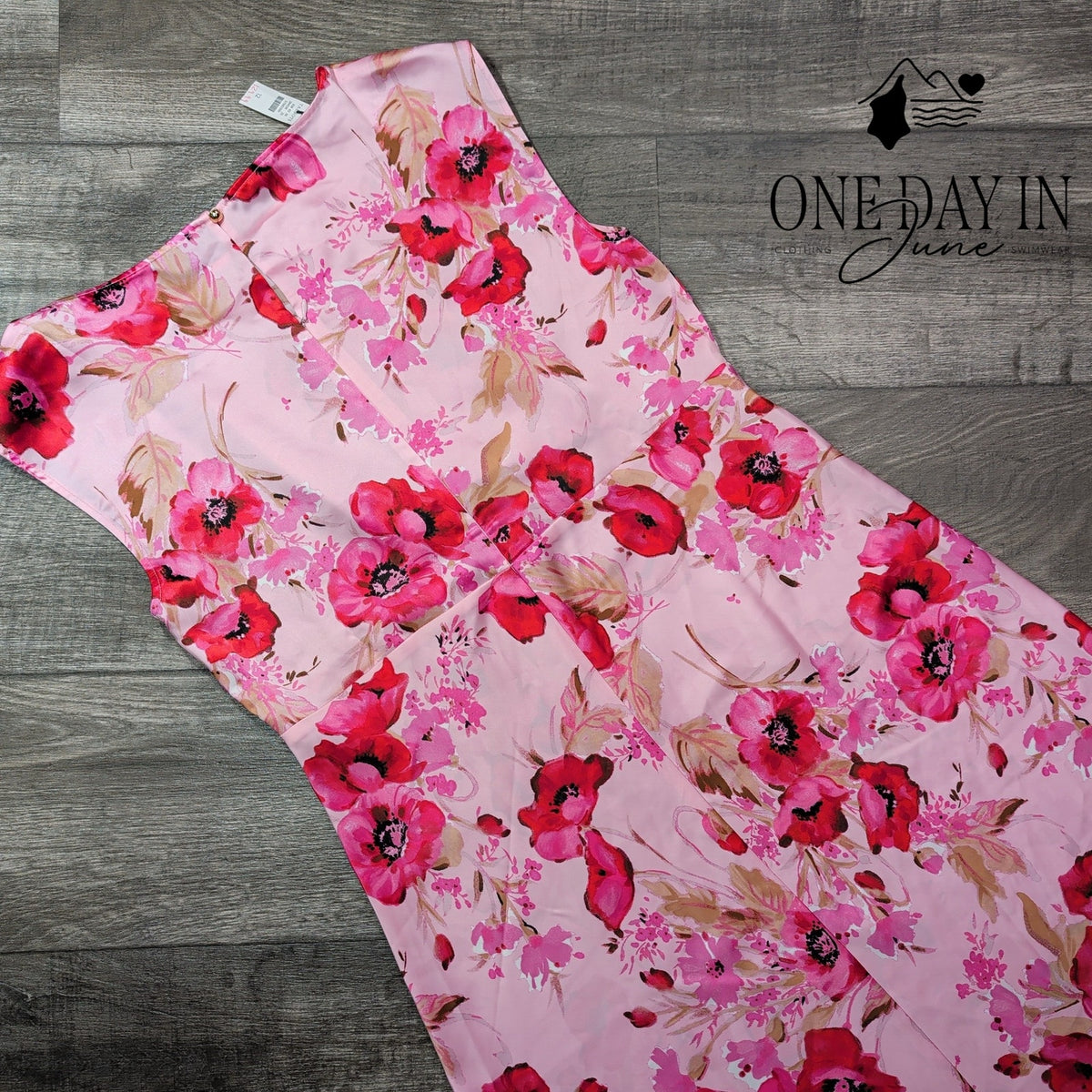 Talbots Watercolor Floral Fit & Flare Midi Dress Pink Red NWT Size 12