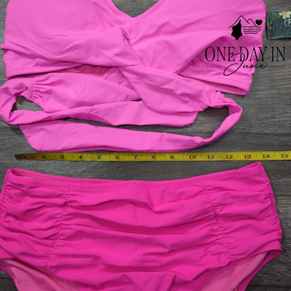 Blooming Jelly High Waist Halter Tie Wrap Bikini Swimsuit Size L