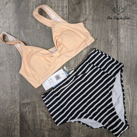 Cupshe Strip Sport Top Bikini Size S