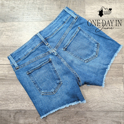 Just Black Denim Double Button Fray Hem Shorts Size 4 (27)