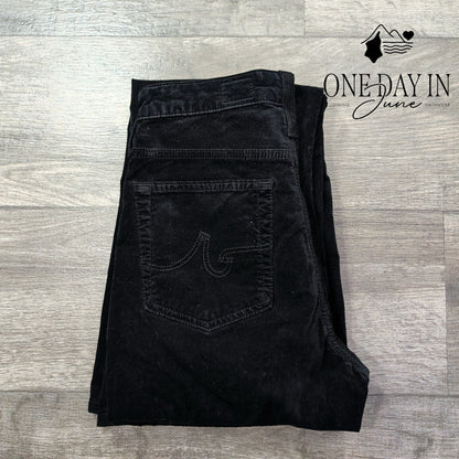 AG Adriano Goldschmied The Quinne High Rise Flare Velvet Jeans Black NWT Size 4