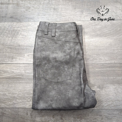 Topshop Faux Leather Straight Leg Pants Gray Washed High Rise Size 8