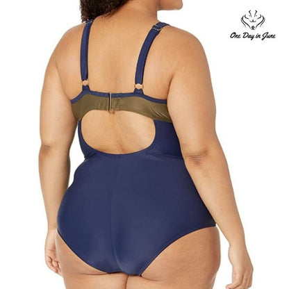Coastal Blue Plus Size Empire Waist One Piece Swimsuit Size 2X (20W-22W)