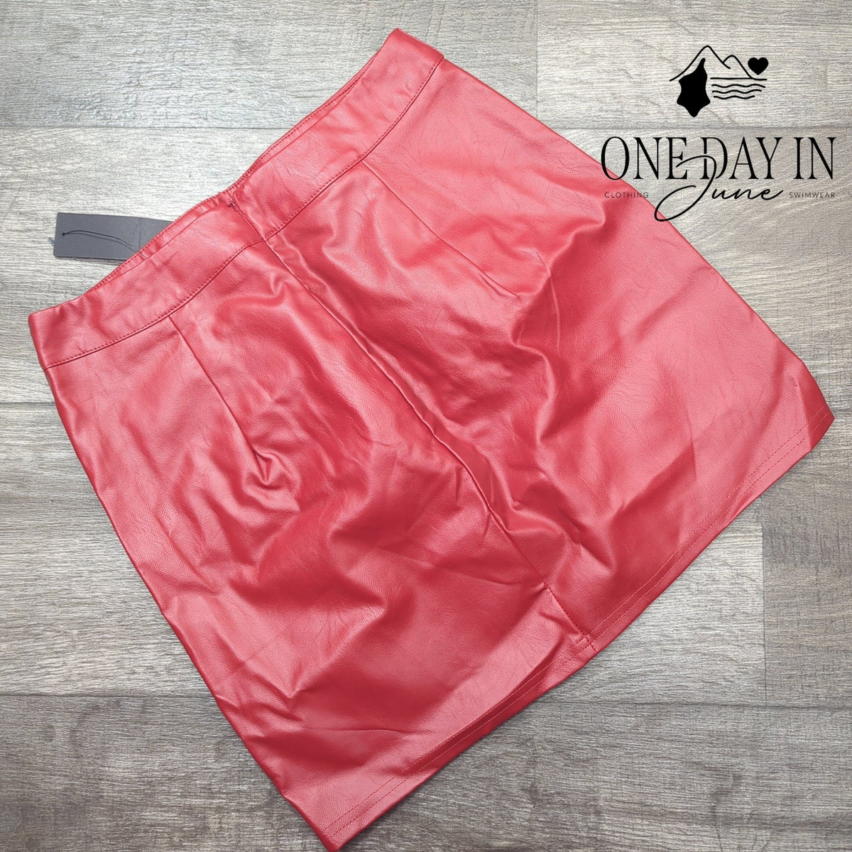 Lulus Faux Leather Mini Skirt Red High Waist Side Slit Vegan Leather NWT Size S