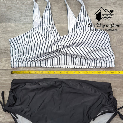 Charmleaks Plus Size Cross Front Crop Bikini Swimsuit Size XXL