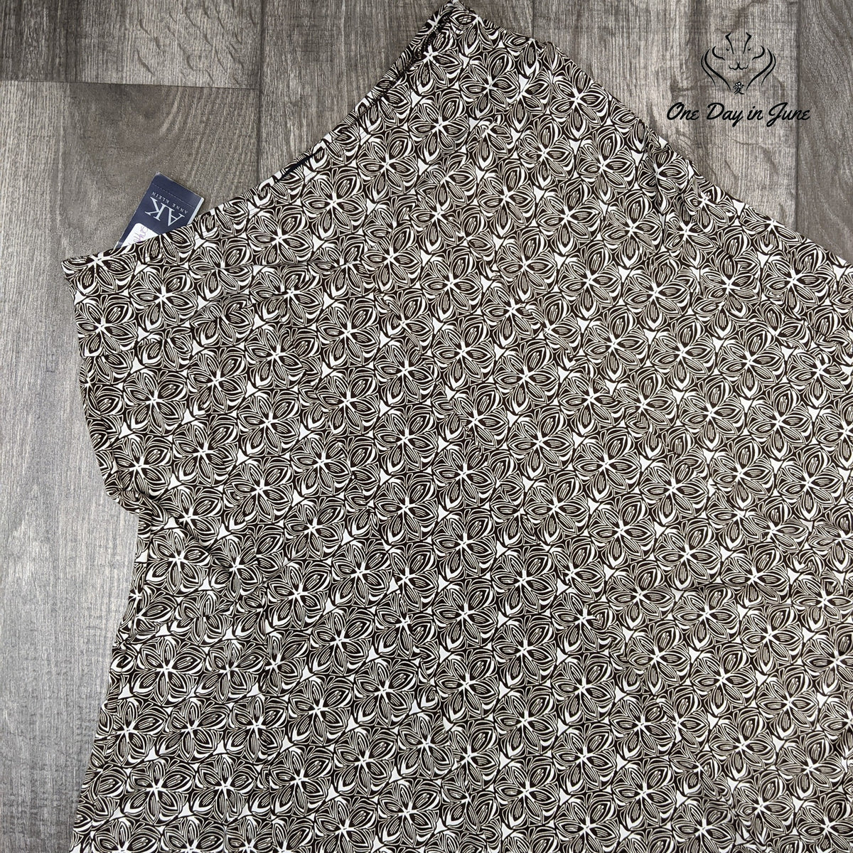 Anne Klein Floral Pleated Midi Skirt Brown Ivory NWT Size S