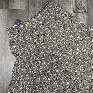 Anne Klein Floral Pleated Midi Skirt Brown Ivory NWT Size S