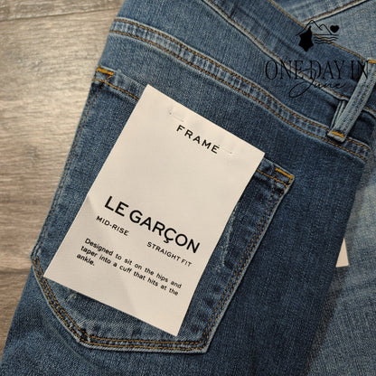 Frame Le Garcon Jeans Azur Mid Rise Straight Distressed NWT $220 Size 12 (31)
