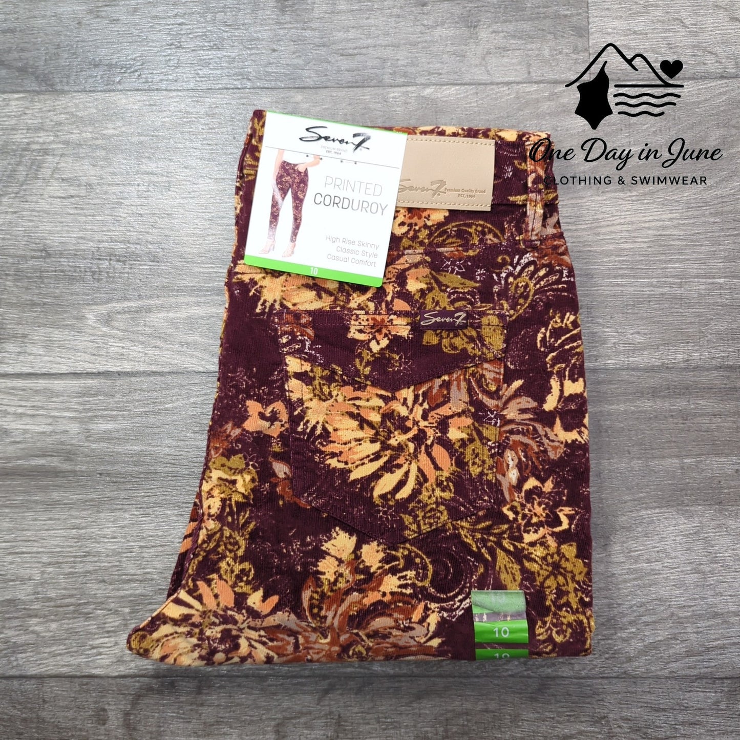 Seven7 Printed Corduroy High Rise Skinny Pants Size 10