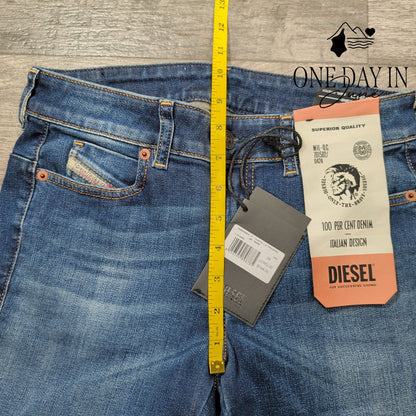 Diesel Industry D-Jevel Jeans Slim Low Rise Blue Denim NWT $198 Size 2 (26)