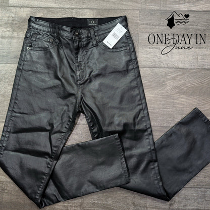 AG Adriano Goldschmied Coated Straight Leg Jeans Black NWT $215 Size 4 (27)