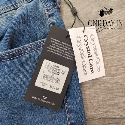 True Religion Jennie Crystal Curvy Mid Rise Super Skinny Jeans NWT Size 28 (6)