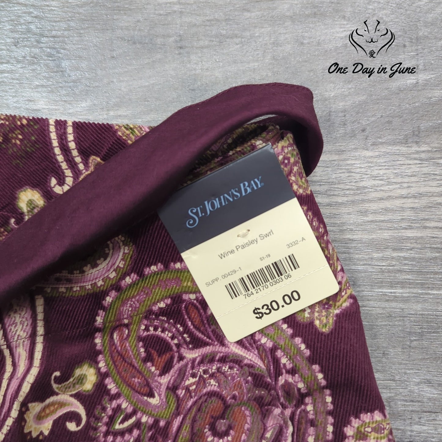 St. John's Bay Petite Wine Paisley Swirl Skirt Size 12P