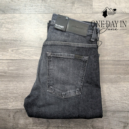 7 For All Mankind The Straight Jeans Black Distressed Straight NWT Size 28X34
