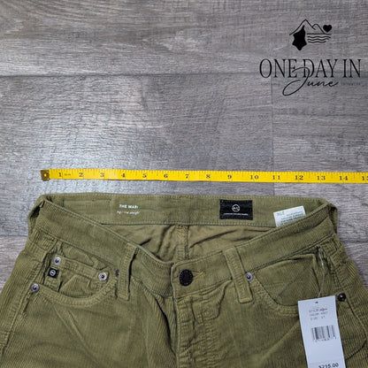 AG Adriano Goldschmied The Mari High Rise Straight Corduroy Olive NWT Size 4