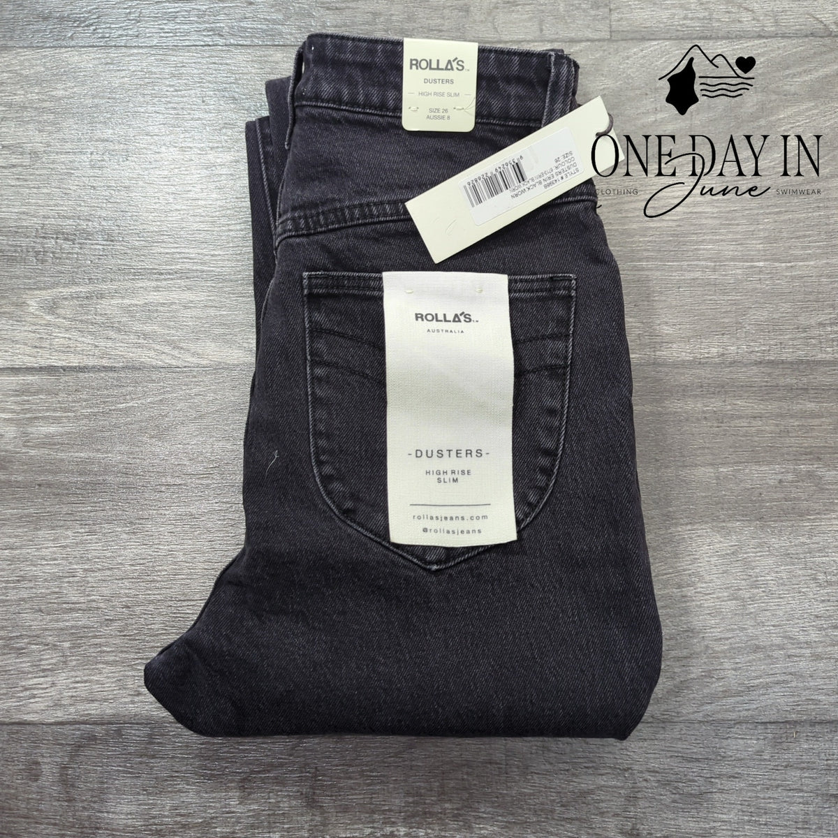 Rolla's Erin Dusters High Rise Slim Distressed Jeans Black NWT Size 2 (26)