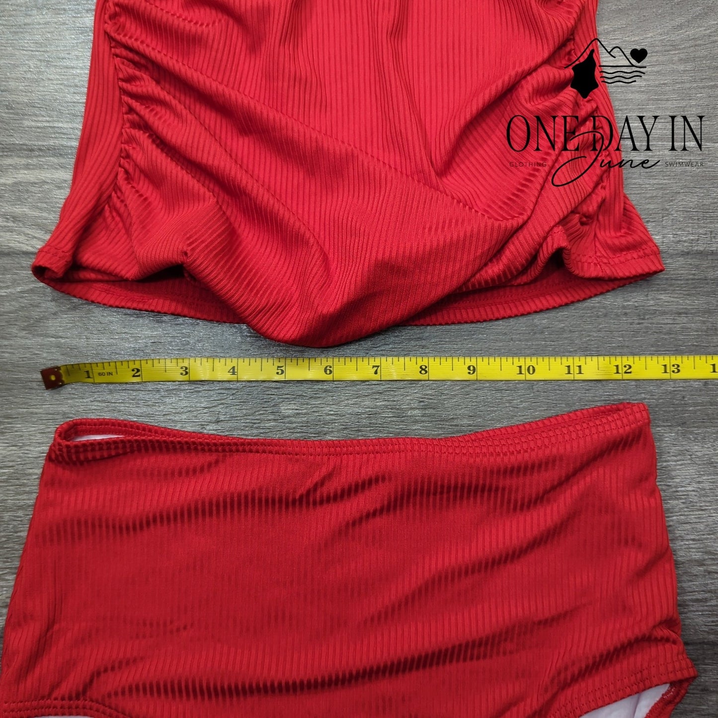 Eomenie High Waist Ribbed Tankini Swimsuiit Size S
