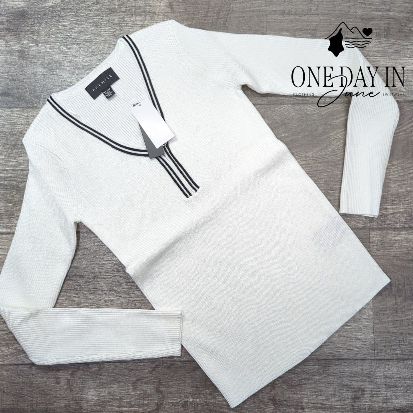 Premise Ribbed Long Sleeve Quarter Zip Sweater Size XS