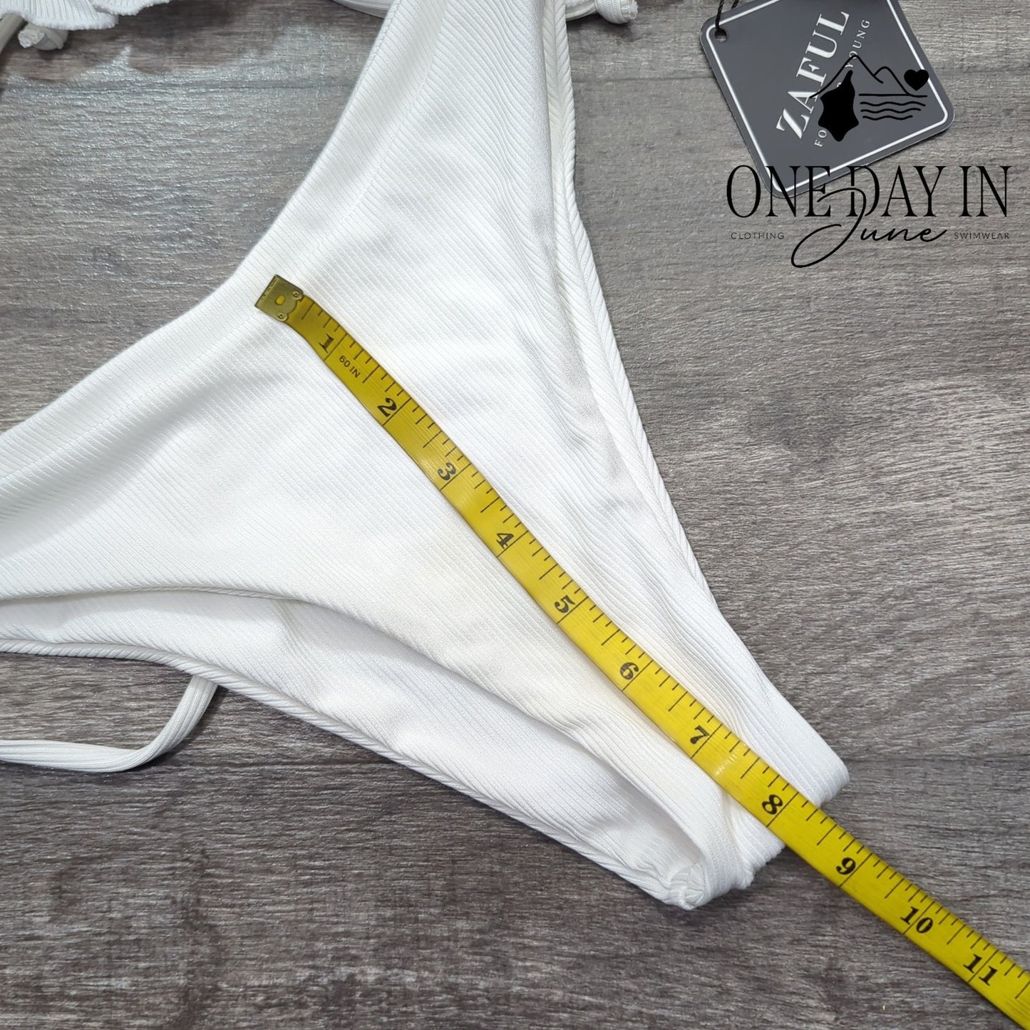 Zaful Ribbed Tie Back Bikini Swimsuit Size L
