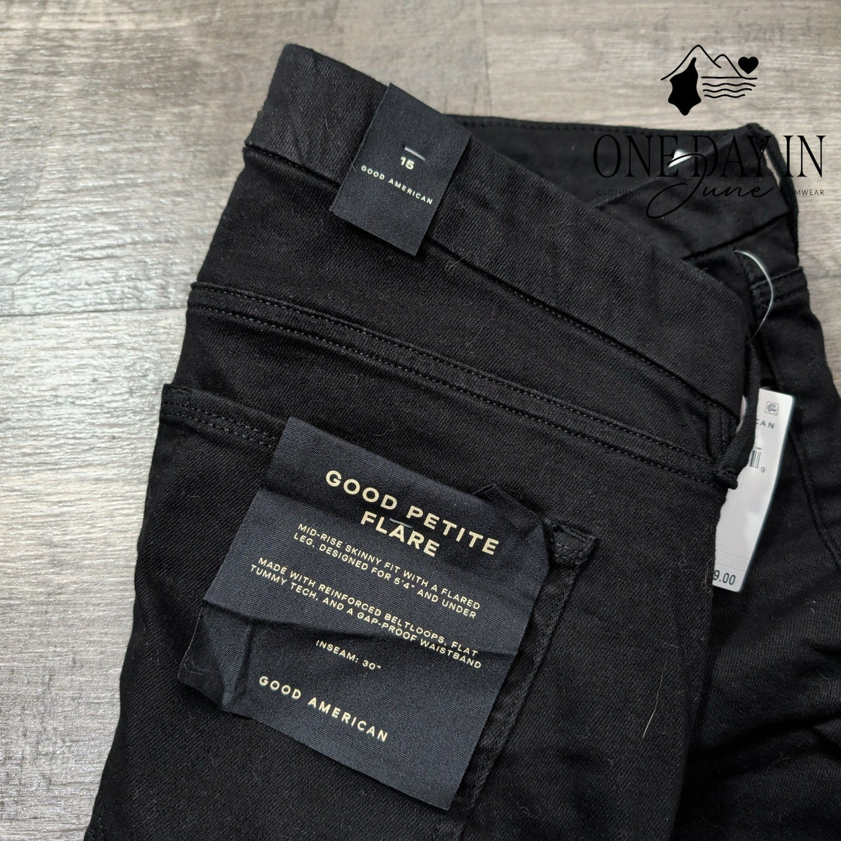 Good American Good Petite Flare Jeans Black NWT Size 15
