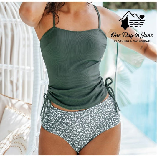 Cupshe Ribbed Ruched Bikini Swimsuit Size S
