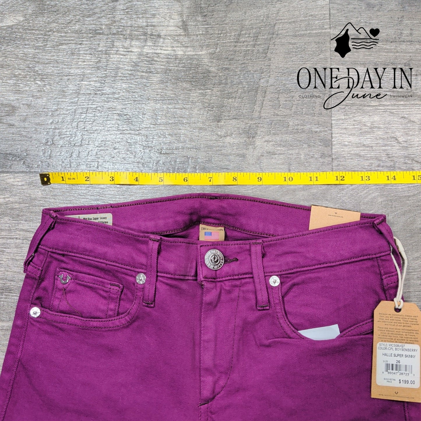 True Religion Halle Super Skinny Jeans Boysenberry Purple Zip Ankle NWT Size 2