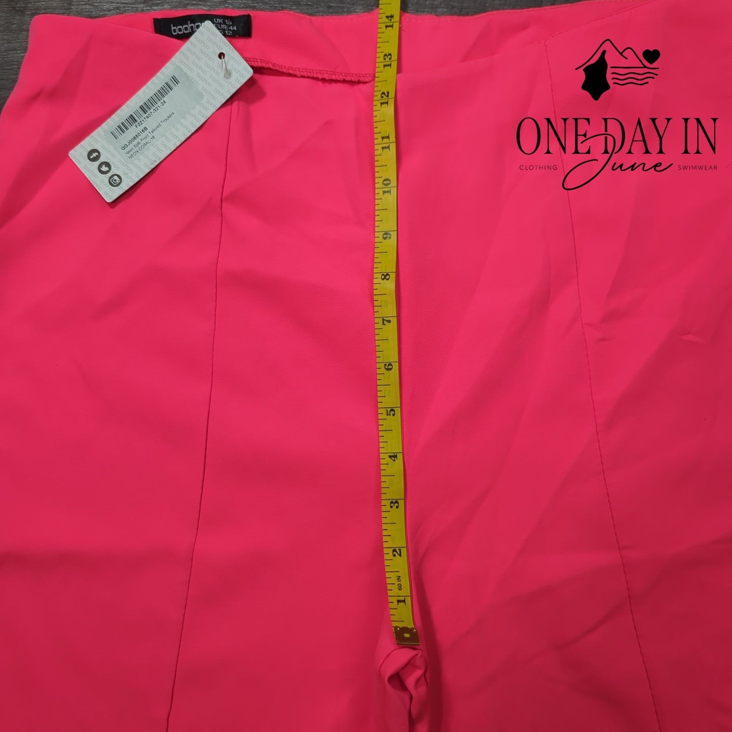 Boohoo Neon Split Front Tailored Trouser Pants Size 12