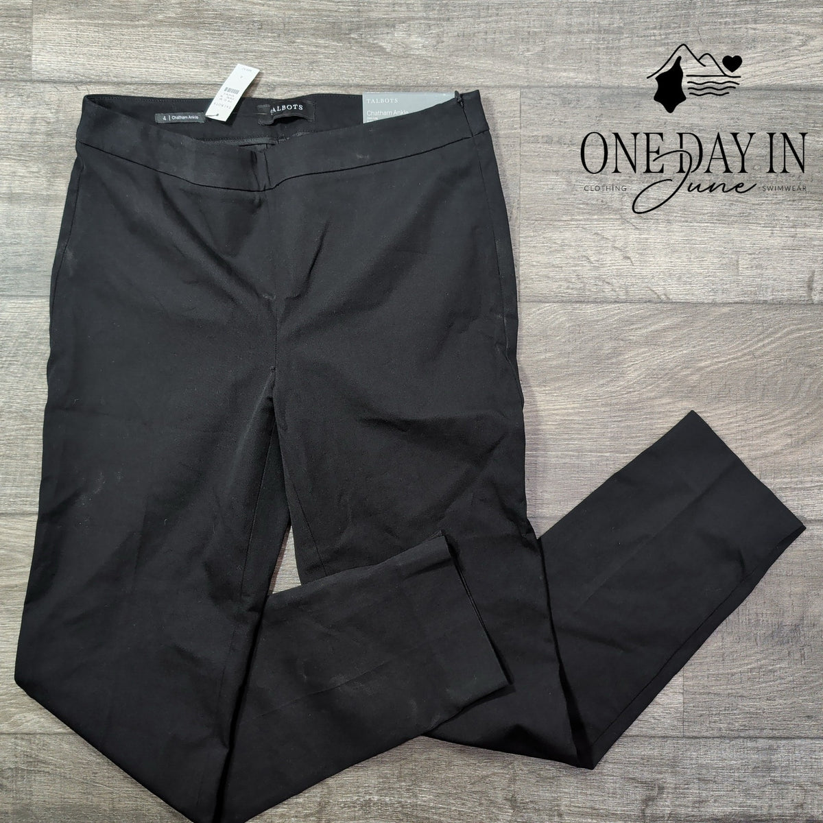 Talbots Chatham Ankle Slim Leg Pants Black Side Zip NWT Size 4