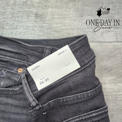 American Eagle Outfitters AirFlex+ Skinny Jeans Black Distressed NWT Size 28 (6)