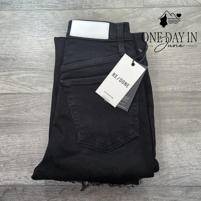 Re/Done 70s Stove Pipe Jeans Black Noir With Rip High Rise NWT Size 00 (24)