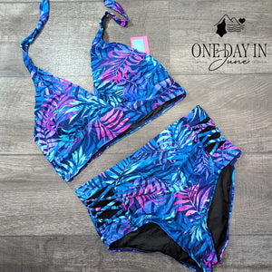 Yonique Plus Size Halter High Waist Bikini Swimsuit Size 14W
