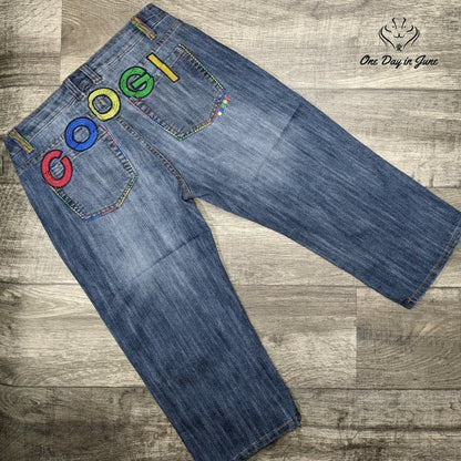 Coogi Embroidered Acid Wash Capri Jeans Size 18