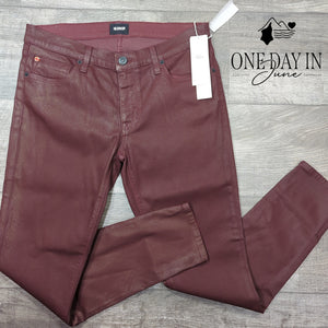 Hudson Krista Ankle Super Skinny Coated Rowe Burgundy NWT Size 10 (30)