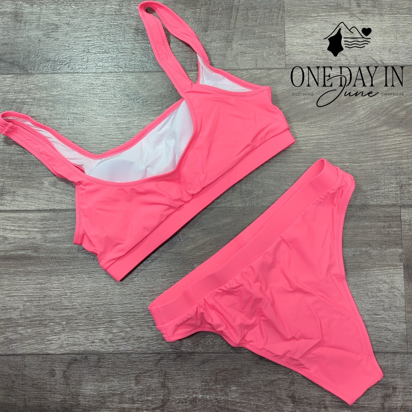 Pink Queen Crop Bikini Swimsuit Size M