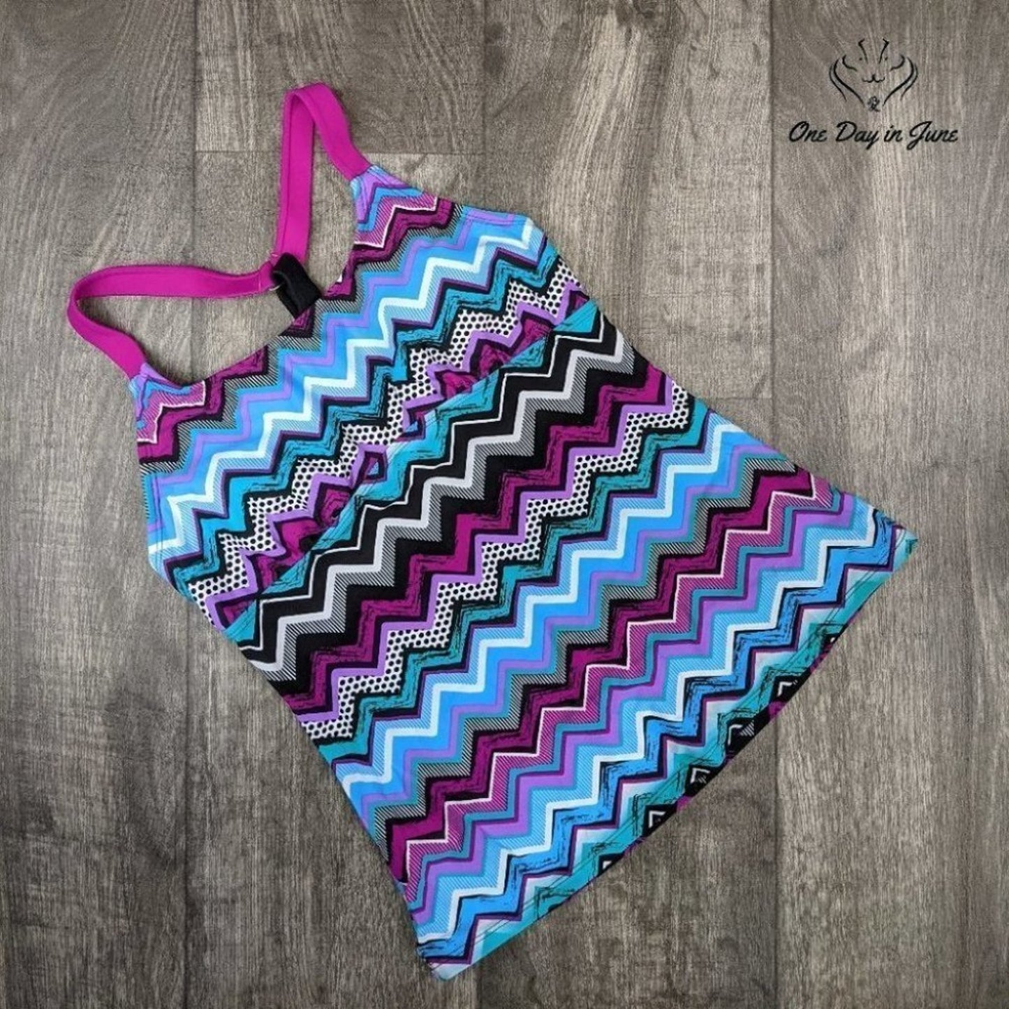 Dokotoo Striped Print Racerback Tankini Top Size S