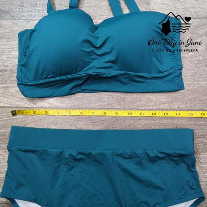 Tempt Me Plus Size High Waist Cropped Molded Cup Bikini Size 12W