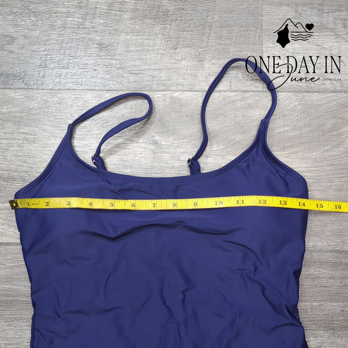 Adisputent Moderate One Piece Swimsuit Navy Blue Scoop Neck Size M